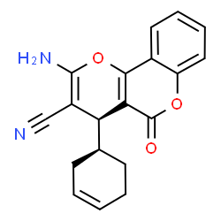 ChemSpider 2D Image | (4S)-2-Amino-4-[(1S)-3-cyclohexen-1-yl]-5-oxo-4H,5H-pyrano[3,2-c]chromene-3-carbonitrile | C19H16N2O3