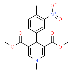 ChemSpider 2D Image | Dimethyl 1-methyl-4-(4-methyl-3-nitrophenyl)-1,4-dihydro-3,5-pyridinedicarboxylate | C17H18N2O6