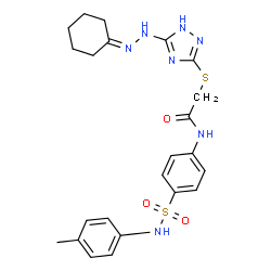 ChemSpider 2D Image | 2-{[5-(2-Cyclohexylidenehydrazino)-1H-1,2,4-triazol-3-yl]sulfanyl}-N-{4-[(4-methylphenyl)sulfamoyl]phenyl}acetamide | C23H27N7O3S2