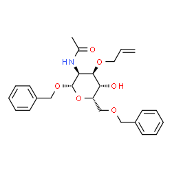 ChemSpider 2D Image | Benzyl 2-acetamido-3-O-allyl-6-O-benzyl-2-deoxy-beta-L-gulopyranoside | C25H31NO6