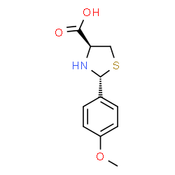 ChemSpider 2D Image | (2R,4S)-2-(4-Methoxyphenyl)-1,3-thiazolidine-4-carboxylic acid | C11H13NO3S