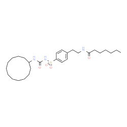 ChemSpider 2D Image | N-(2-{4-[(Cyclododecylcarbamoyl)sulfamoyl]phenyl}ethyl)heptanamide | C28H47N3O4S