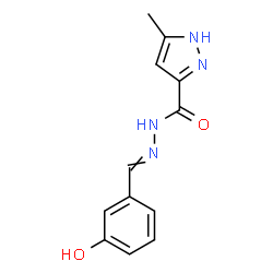 ChemSpider 2D Image | N'-(3-Hydroxybenzylidene)-5-methyl-1H-pyrazole-3-carbohydrazide | C12H12N4O2