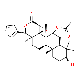 ChemSpider 2D Image | (3S,4aR,6aS,6bR,7aS,10S,10aS,12aR,12bS)-10-(3-Furyl)-3-hydroxy-4,4,6a,10a,12b-pentamethyl-8-oxohexadecahydronaphtho[2,1-f]oxireno[d]isochromen-6-yl acetate | C28H38O7