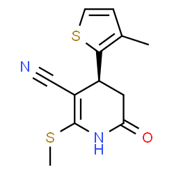ChemSpider 2D Image | (4S)-2-(Methylsulfanyl)-4-(3-methyl-2-thienyl)-6-oxo-1,4,5,6-tetrahydro-3-pyridinecarbonitrile | C12H12N2OS2