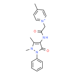 ChemSpider 2D Image | 1-{2-[(1,5-Dimethyl-3-oxo-2-phenyl-2,3-dihydro-1H-pyrazol-4-yl)amino]-2-oxoethyl}-4-methylpyridinium | C19H21N4O2