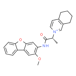 ChemSpider 2D Image | 2-{(2R)-1-[(2-Methoxydibenzo[b,d]furan-3-yl)amino]-1-oxo-2-propanyl}-5,6,7,8-tetrahydroisoquinolinium | C25H25N2O3