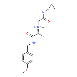 ChemSpider 2D Image | (2S)-N-[2-(Cyclopropylamino)-2-oxoethyl]-1-[(4-methoxybenzyl)amino]-N-methyl-1-oxo-2-propanaminium | C17H26N3O3