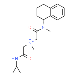 ChemSpider 2D Image | 2-(Cyclopropylamino)-N-methyl-N-(2-{methyl[(1R)-1,2,3,4-tetrahydro-1-naphthalenyl]amino}-2-oxoethyl)-2-oxoethanaminium | C19H28N3O2