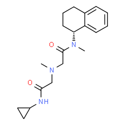 ChemSpider 2D Image | 2-{[2-(Cyclopropylamino)-2-oxoethyl](methyl)amino}-N-methyl-N-[(1R)-1,2,3,4-tetrahydro-1-naphthalenyl]acetamide | C19H27N3O2
