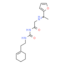ChemSpider 2D Image | 2-({[2-(1-Cyclohexen-1-yl)ethyl]carbamoyl}amino)-N-[(1S)-1-(2-furyl)ethyl]-2-oxoethanaminium | C17H26N3O3