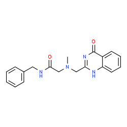 ChemSpider 2D Image | N-Benzyl-N~2~-methyl-N~2~-[(4-oxo-1,4-dihydro-2-quinazolinyl)methyl]glycinamide | C19H20N4O2