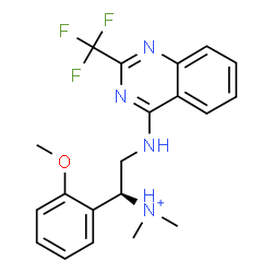 ChemSpider 2D Image | (1S)-1-(2-Methoxyphenyl)-N,N-dimethyl-2-{[2-(trifluoromethyl)-4-quinazolinyl]amino}ethanaminium | C20H22F3N4O