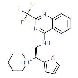 ChemSpider 2D Image | 1-[(1S)-1-(2-Furyl)-2-{[2-(trifluoromethyl)-4-quinazolinyl]amino}ethyl]piperidinium | C20H22F3N4O