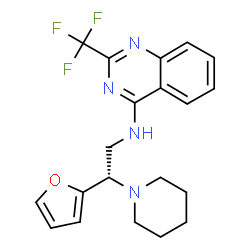 ChemSpider 2D Image | N-[(2S)-2-(2-Furyl)-2-(1-piperidinyl)ethyl]-2-(trifluoromethyl)-4-quinazolinamine | C20H21F3N4O