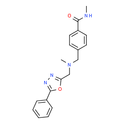 ChemSpider 2D Image | N-Methyl-4-({methyl[(5-phenyl-1,3,4-oxadiazol-2-yl)methyl]amino}methyl)benzamide | C19H20N4O2