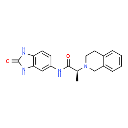 ChemSpider 2D Image | (2S)-2-(3,4-Dihydro-2(1H)-isoquinolinyl)-N-(2-oxo-2,3-dihydro-1H-benzimidazol-5-yl)propanamide | C19H20N4O2