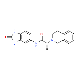 ChemSpider 2D Image | (2R)-2-(3,4-Dihydro-2(1H)-isoquinolinyl)-N-(2-oxo-2,3-dihydro-1H-benzimidazol-5-yl)propanamide | C19H20N4O2