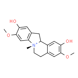 ChemSpider 2D Image | (7S)-2,10-Dihydroxy-3,9-dimethoxy-7-methyl-5,6,12,12a-tetrahydroindolo[2,1-a]isoquinolinium | C19H22NO4