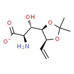 ChemSpider 2D Image | (5S)-2-Amino-2-deoxy-4,5-O-isopropylidene-5-C-vinyl-L-lyxonate | C10H16NO5