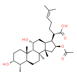 ChemSpider 2D Image | (3alpha,4alpha,5alpha,8alpha,9beta,11alpha,13alpha,14beta,16beta,20S)-16-Acetoxy-3,11-dihydroxy-4,8,14-trimethyl-18-norcholest-24-en-21-oic acid | C31H50O6