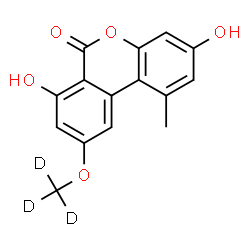ChemSpider 2D Image | 3,7-Dihydroxy-1-methyl-9-[(~2~H_3_)methyloxy]-6H-benzo[c]chromen-6-one | C15H9D3O5