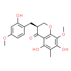 ChemSpider 2D Image | (3S)-5,7-Dihydroxy-3-(2-hydroxy-4-methoxybenzyl)-8-methoxy-6-methyl-2,3-dihydro-4H-chromen-4-one | C19H20O7