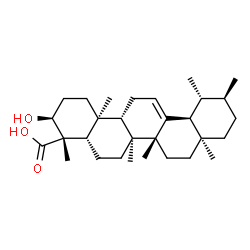 ChemSpider 2D Image | (3beta,5beta,8alpha,9beta,10alpha,14beta,17alpha,18alpha,19alpha,20beta)-3-Hydroxyurs-12-en-23-oic acid | C30H48O3