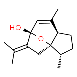 ChemSpider 2D Image | (1R,2S,5R,8S)-9-Isopropylidene-2,6-dimethyl-11-oxatricyclo[6.2.1.0~1,5~]undec-6-en-8-ol | C15H22O2