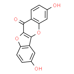 ChemSpider 2D Image | 3,7-Dihydroxy-11H-[1]benzofuro[3,2-b]chromen-11-one | C15H8O5
