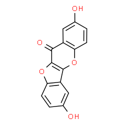ChemSpider 2D Image | 2,7-Dihydroxy-11H-[1]benzofuro[3,2-b]chromen-11-one | C15H8O5