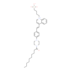 ChemSpider 2D Image | 4-(4-{(E)-2-[4-(4-Decanoyl-1-piperazinyl)phenyl]vinyl}-1-quinoliniumyl)-1-butanesulfonate | C35H47N3O4S