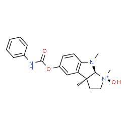 ChemSpider 2D Image | (1R,3aS,8aS)-1-Hydroxy-1,3a,8-trimethyl-5-[(phenylcarbamoyl)oxy]-1,2,3,3a,8,8a-hexahydropyrrolo[2,3-b]indol-1-ium | C20H24N3O3