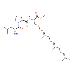 ChemSpider 2D Image | Methyl L-leucyl-L-prolyl-S-[(2E,6E)-3,7,11-trimethyl-2,6,10-dodecatrien-1-yl]-L-cysteinate | C30H51N3O4S