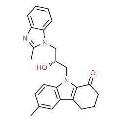 ChemSpider 2D Image | 9-[(2S)-2-Hydroxy-3-(2-methyl-1H-benzimidazol-1-yl)propyl]-6-methyl-2,3,4,9-tetrahydro-1H-carbazol-1-one | C24H25N3O2