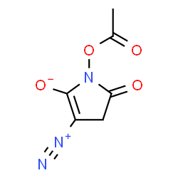 ChemSpider 2D Image | 1-Acetoxy-3-diazonio-5-oxo-4,5-dihydro-1H-pyrrol-2-olate | C6H5N3O4