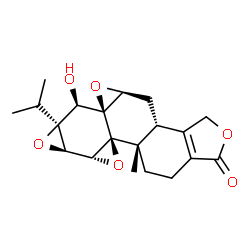 ChemSpider 2D Image | (3bR,4aS,5aS,6R,6aS,7aR,7bR,8aS,8bS)-6-Hydroxy-6a-isopropyl-8b-methyl-3b,4,4a,6,6a,7a,7b,8b,9,10-decahydrotrisoxireno[6,7:8a,9:4b,5]phenanthro[1,2-c]furan-1(3H)-one | C20H24O6