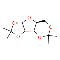 ChemSpider 2D Image | (7aS,8aS)-2,2,5,5-Tetramethyltetrahydro-3bH-[1,3]dioxolo[4,5]furo[3,2-d][1,3]dioxine (non-preferred name) | C11H18O5