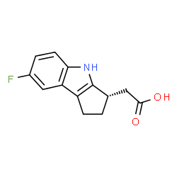 ChemSpider 2D Image | [(3S)-7-Fluoro-1,2,3,4-tetrahydrocyclopenta[b]indol-3-yl]acetic acid | C13H12FNO2