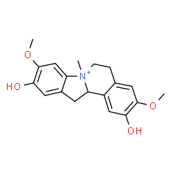 ChemSpider 2D Image | 2,10-Dihydroxy-3,9-dimethoxy-7-methyl-5,6,12,12a-tetrahydroindolo[2,1-a]isoquinolinium | C19H22NO4