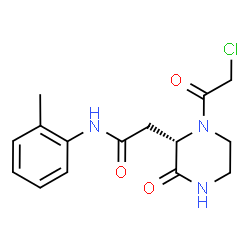ChemSpider 2D Image | 2-[(2S)-1-(Chloroacetyl)-3-oxo-2-piperazinyl]-N-(2-methylphenyl)acetamide | C15H18ClN3O3