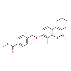 ChemSpider 2D Image | methyl 4-[(4-methyl-6-oxo-7,8,9,10-tetrahydrobenzo[c]chromen-3-yl)oxymethyl]benzoate | C23H22O5
