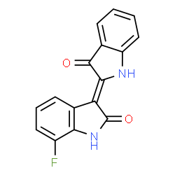 ChemSpider 2D Image | (3Z)-7-Fluoro-3-(3-oxo-1,3-dihydro-2H-indol-2-ylidene)-1,3-dihydro-2H-indol-2-one | C16H9FN2O2