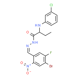 ChemSpider 2D Image | N'-[(Z)-(4-Bromo-5-fluoro-2-nitrophenyl)methylene]-2-[(3-chlorophenyl)amino]butanehydrazide | C17H15BrClFN4O3