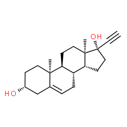 ChemSpider 2D Image | (3alpha,10alpha,13alpha,14beta)-Pregn-5-en-20-yne-3,17-diol | C21H30O2