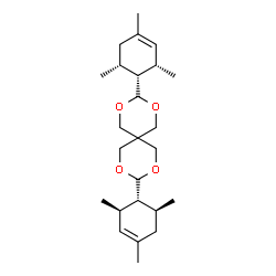 ChemSpider 2D Image | 3-[(1R,2R,6S)-2,4,6-Trimethyl-3-cyclohexen-1-yl]-9-[(1R,2S,6R)-2,4,6-trimethyl-3-cyclohexen-1-yl]-2,4,8,10-tetraoxaspiro[5.5]undecane | C25H40O4