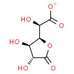 ChemSpider 2D Image | (2R)-[(2S,3R,4R)-3,4-Dihydroxy-5-oxotetrahydro-2-furanyl](hydroxy)acetate | C6H7O7