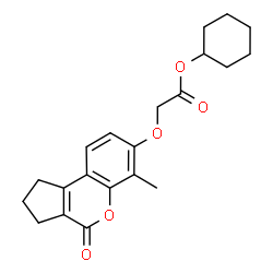 ChemSpider 2D Image | Cyclohexyl [(6-methyl-4-oxo-1,2,3,4-tetrahydrocyclopenta[c]chromen-7-yl)oxy]acetate | C21H24O5