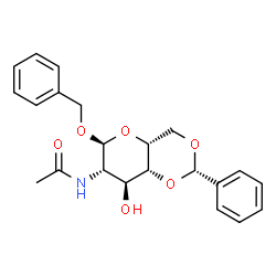 ChemSpider 2D Image | Benzyl 2-acetamido-4,6-O-benzylidene-2-deoxy-alpha-D-idopyranoside | C22H25NO6