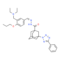 ChemSpider 2D Image | N'-[(Z)-{3-[(Diethylamino)methyl]-4-propoxyphenyl}methylene]-3-(5-phenyl-2H-tetrazol-2-yl)-1-adamantanecarbohydrazide | C33H43N7O2